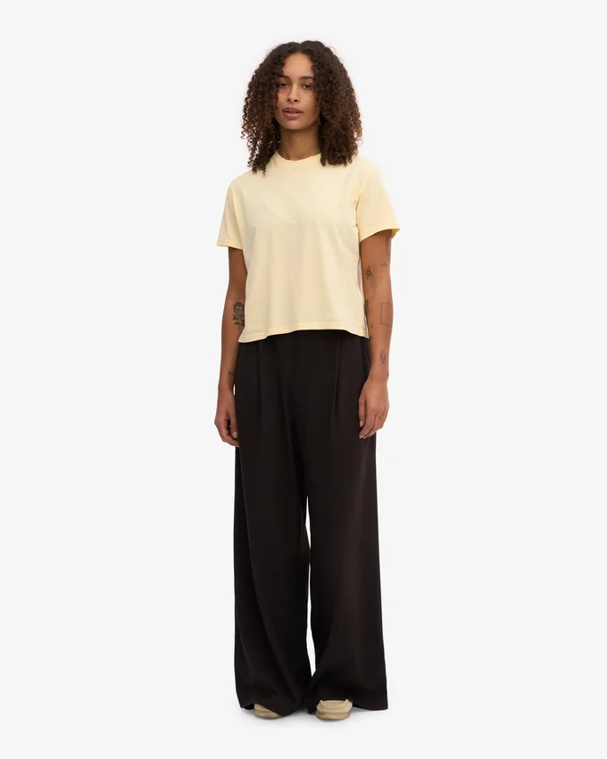 Camiseta corta holgada orgánica - Amarillo suave
