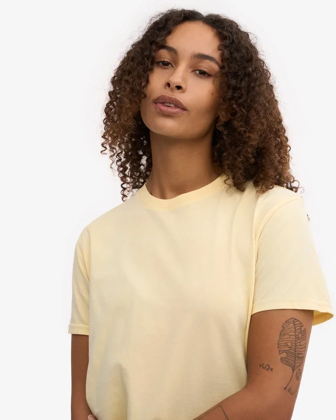 Camiseta corta holgada orgánica - Amarillo suave