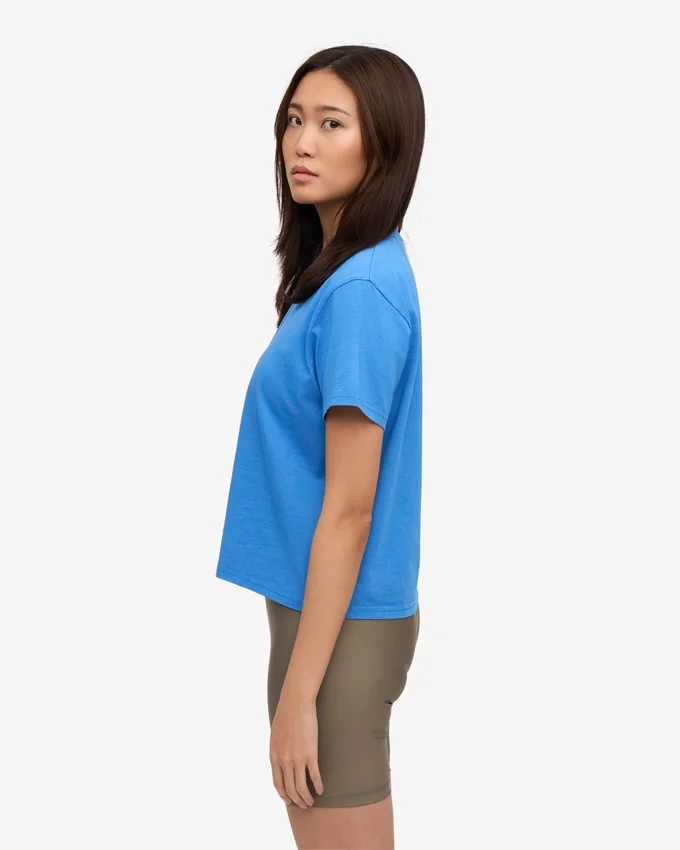 Camiseta corta holgada orgánica - Azul Pacífico