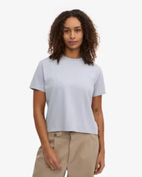 Camiseta corta holgada orgánica – Azul polar