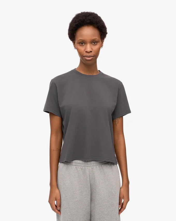 Camiseta corta holgada orgánica – Gris lava