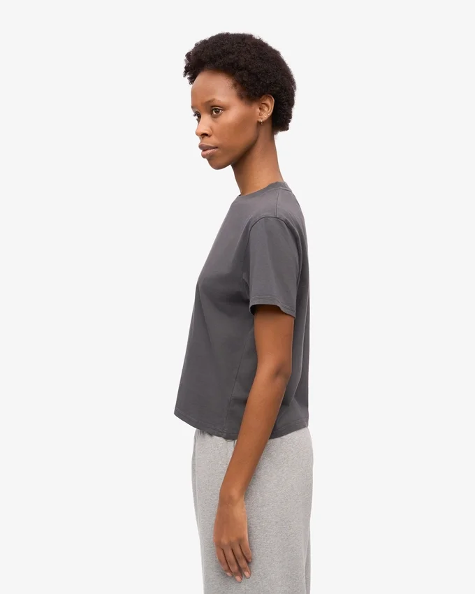 Camiseta corta holgada orgánica – Gris lava
