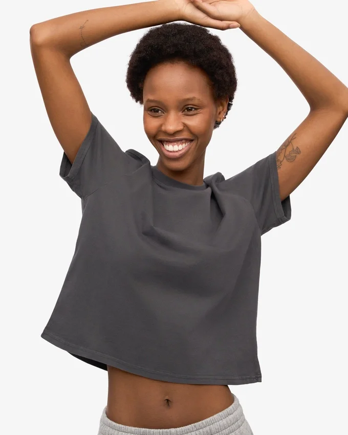 Camiseta corta holgada orgánica – Gris lava