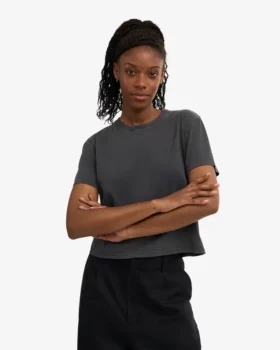 Camiseta corta holgada orgánica – Negro desgastado