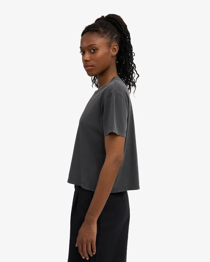 Camiseta corta holgada orgánica - Negro desgastado