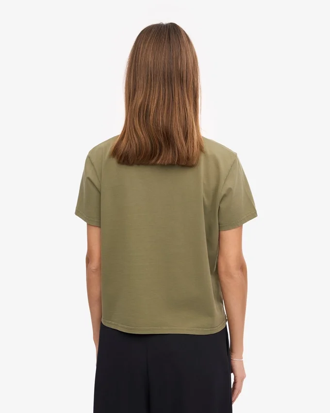 Camiseta corta holgada orgánica - Verde oliva apagado