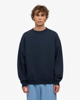 Camiseta de cuello redondo oversize de algodón orgánico – Azul marino