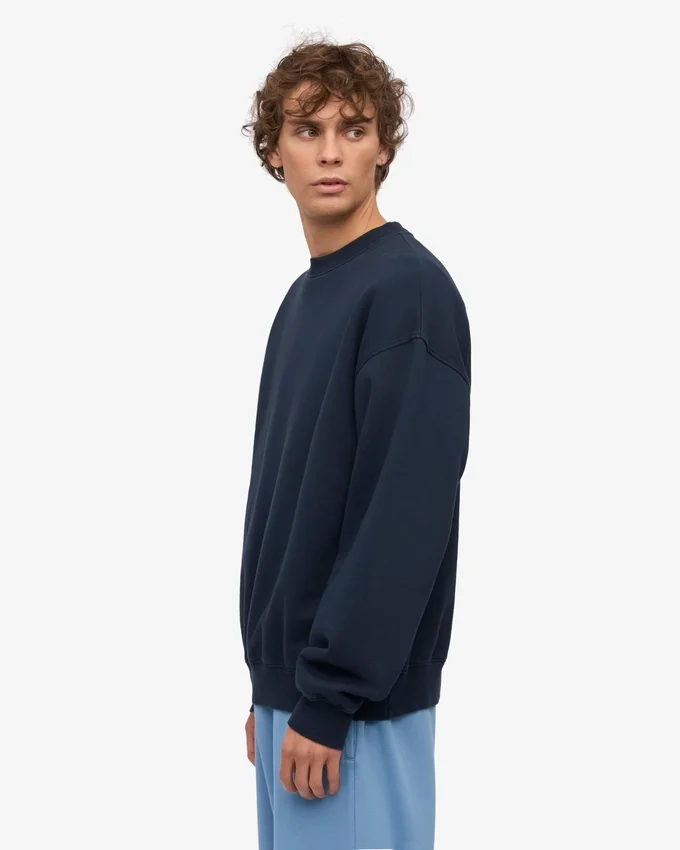 Camiseta de cuello redondo oversize de algodón orgánico - Azul marino