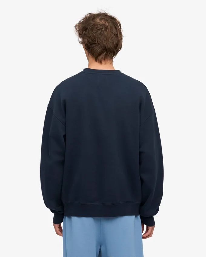 Camiseta de cuello redondo oversize de algodón orgánico - Azul marino