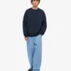 Camiseta de cuello redondo oversize de algodón orgánico - Azul marino