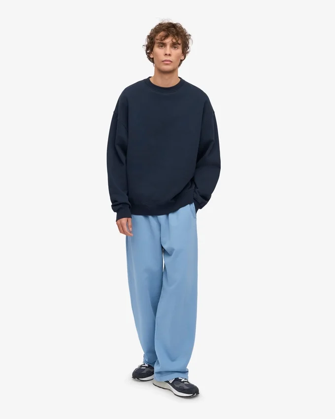 Camiseta de cuello redondo oversize de algodón orgánico - Azul marino