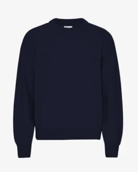 Camiseta de cuello redondo oversize de lana merina - Azul marino