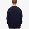 Camiseta de cuello redondo oversize de lana merina - Azul marino