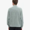 Camiseta de jerséu de media cremallera de lana merina - Azul acero