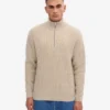 Camiseta de jerséu de media cremallera de merino - Blanco marfil