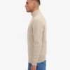 Camiseta de jerséu de media cremallera de merino - Blanco marfil