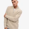 Camiseta de jerséu de media cremallera de merino - Blanco marfil