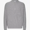 Camiseta de jerséu de media cremallera de merino - Gris jaspeado