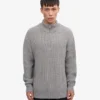 Camiseta de jerséu de media cremallera de merino - Gris jaspeado