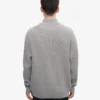 Camiseta de jerséu de media cremallera de merino - Gris jaspeado