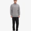 Camiseta de jerséu de media cremallera de merino - Gris jaspeado