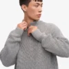 Camiseta de jerséu de media cremallera de merino - Gris jaspeado
