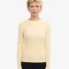 Camiseta de manga larga de punto acanalado orgánica para mujer - Amarillo suave