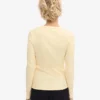 Camiseta de manga larga de punto acanalado orgánica para mujer - Amarillo suave