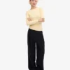 Camiseta de manga larga de punto acanalado orgánica para mujer - Amarillo suave