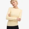 Camiseta de manga larga de punto acanalado orgánica para mujer - Amarillo suave