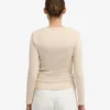 Camiseta de manga larga de punto acanalado orgánica para mujer - Blanco marfil