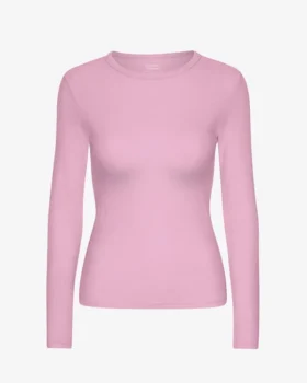 Camiseta de manga larga de punto acanalado orgánica para mujer - Flor de cerezo