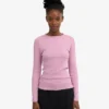 Camiseta de manga larga de punto acanalado orgánica para mujer - Flor de cerezo