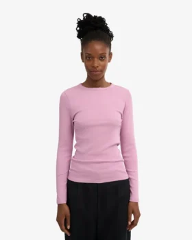 Camiseta de manga larga de punto acanalado orgánica para mujer – Flor de cerezo