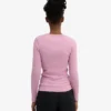 Camiseta de manga larga de punto acanalado orgánica para mujer - Flor de cerezo