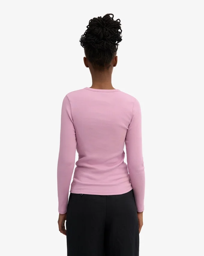 Camiseta de manga larga de punto acanalado orgánica para mujer - Flor de cerezo