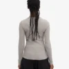 Camiseta de manga larga de punto acanalado orgánica para mujer - Gris jaspeado