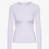Camiseta de manga larga de punto acanalado orgánica para mujer - Lavanda suave