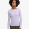 Camiseta de manga larga de punto acanalado orgánica para mujer - Lavanda suave