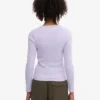 Camiseta de manga larga de punto acanalado orgánica para mujer - Lavanda suave