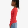 Camiseta de manga larga de punto acanalado orgánica para mujer - Mandarina roja