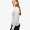 Camiseta de manga larga de punto acanalado orgánica para mujer - Mezcla de nieve