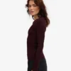 Camiseta de manga larga de punto acanalado orgánica para mujer - Rojo sangre