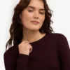 Camiseta de manga larga de punto acanalado orgánica para mujer - Rojo sangre