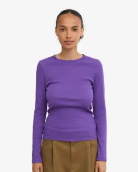 Camiseta de manga larga de punto acanalado orgánica para mujer – Ultravioleta