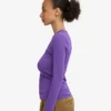 Camiseta de manga larga de punto acanalado orgánica para mujer - Ultravioleta