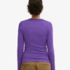 Camiseta de manga larga de punto acanalado orgánica para mujer - Ultravioleta