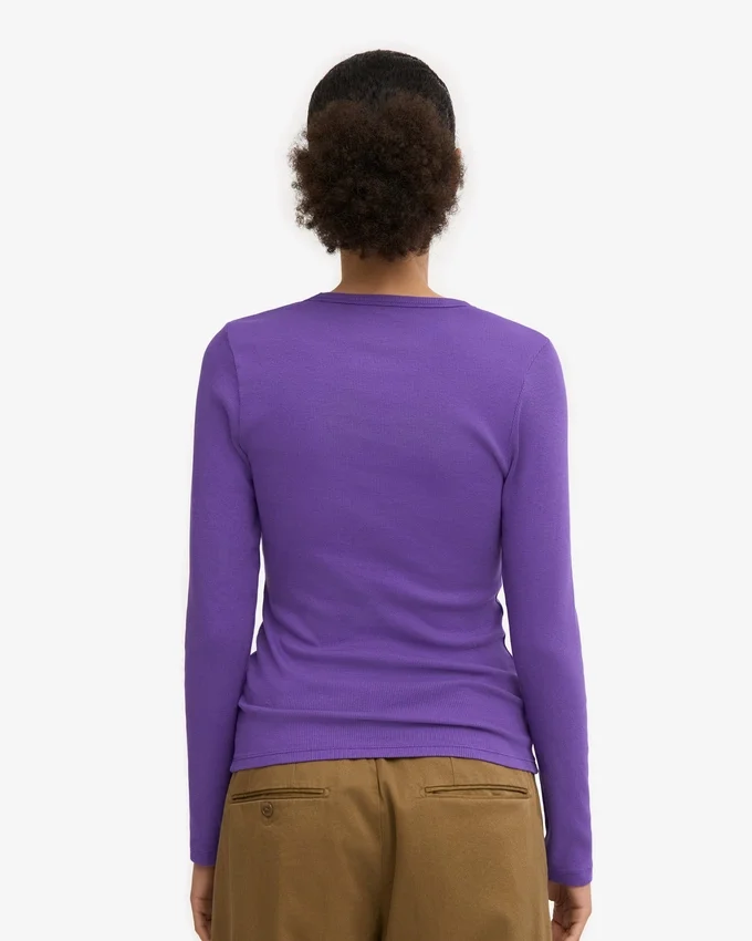 Camiseta de manga larga de punto acanalado orgánica para mujer - Ultravioleta