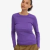 Camiseta de manga larga de punto acanalado orgánica para mujer - Ultravioleta