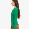 Camiseta de manga larga de punto acanalado orgánica para mujer - Verde Kelly